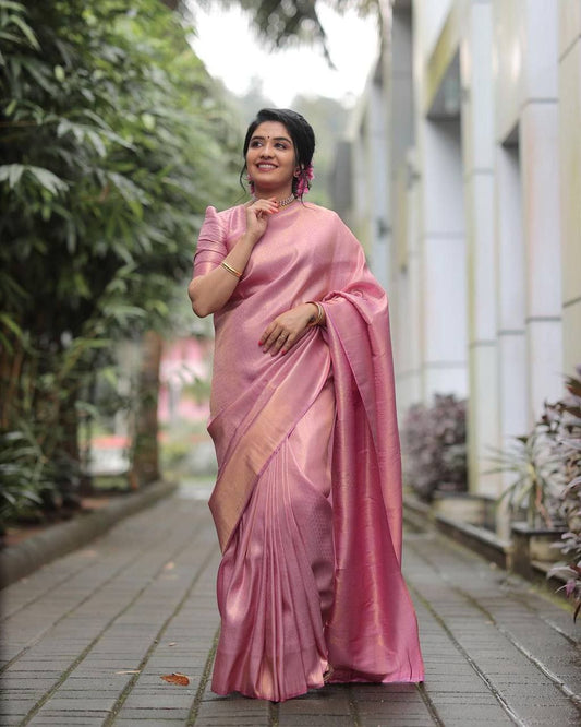 Daisy Banarasi Silk Baby Pink Color Saree