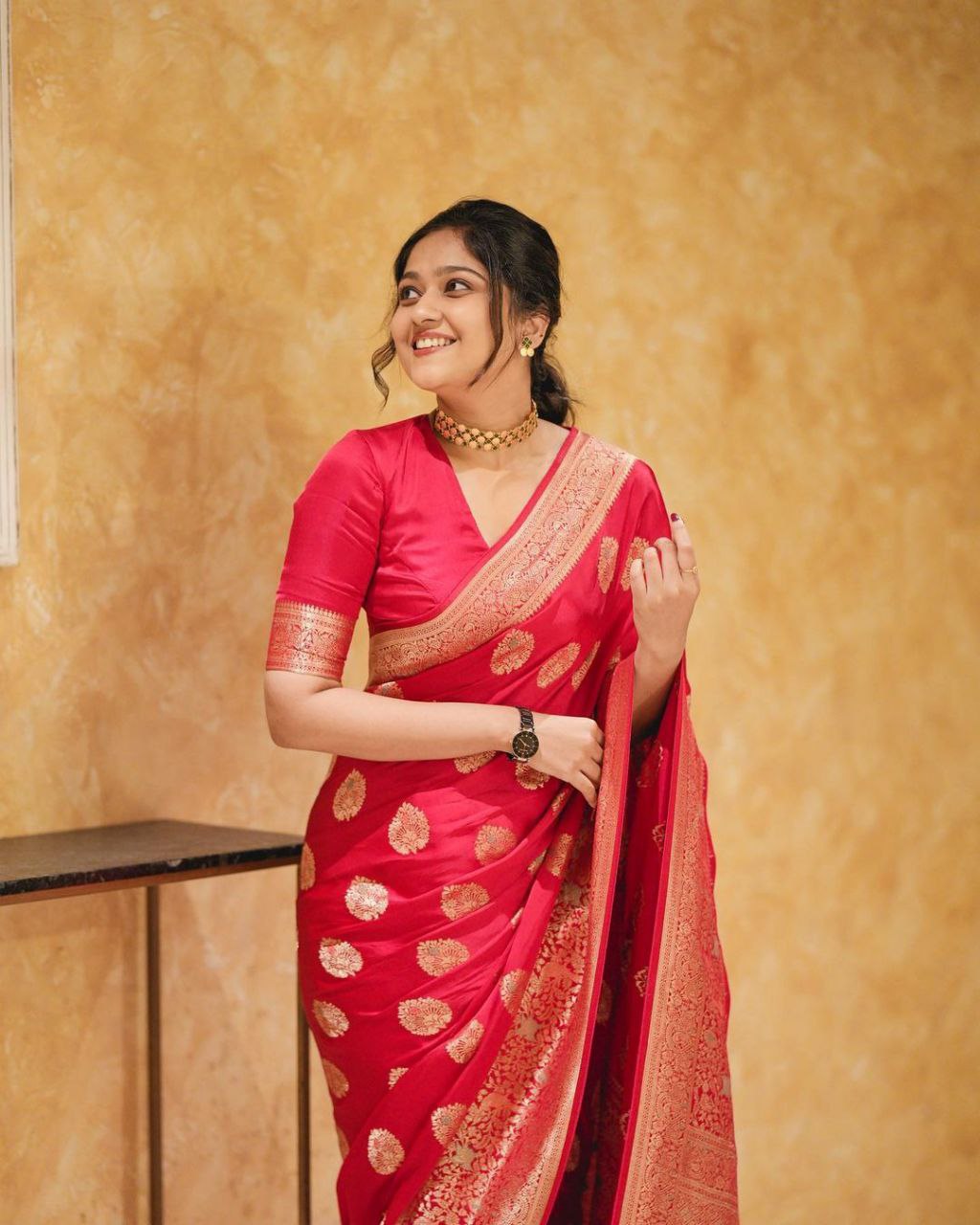 Awesome Jaquard Pink Color Silk Saree