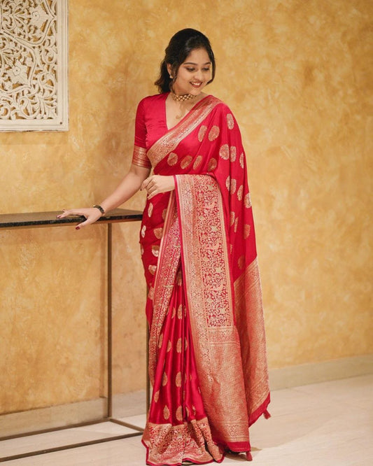 Awesome Jaquard Pink Color Silk Saree