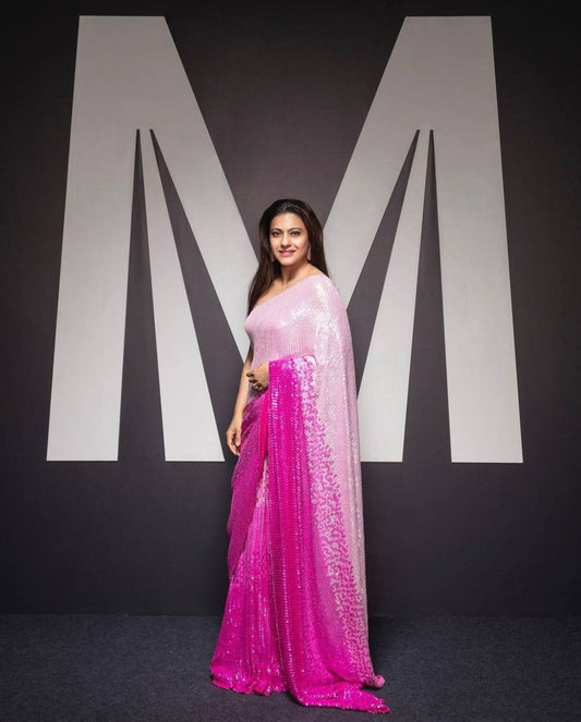 Kajol Devgon Pink Color Georgette Ready To Wear Saree