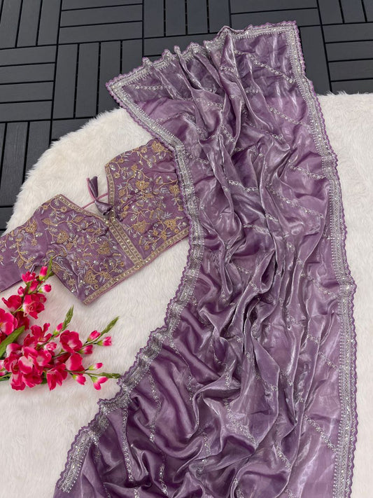 Precious Organza Purple Color Saree