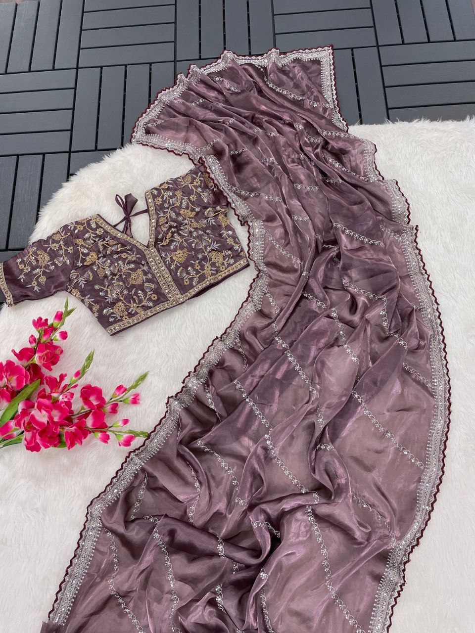 Precious Organza Onion Color Saree