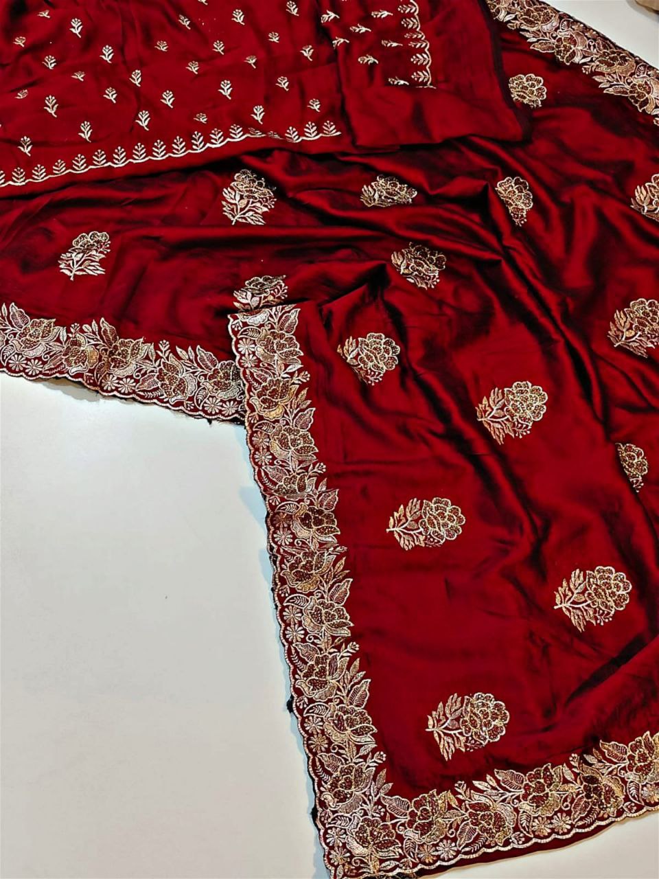 Beautiful Vichitra Silk Maroon Color Saree