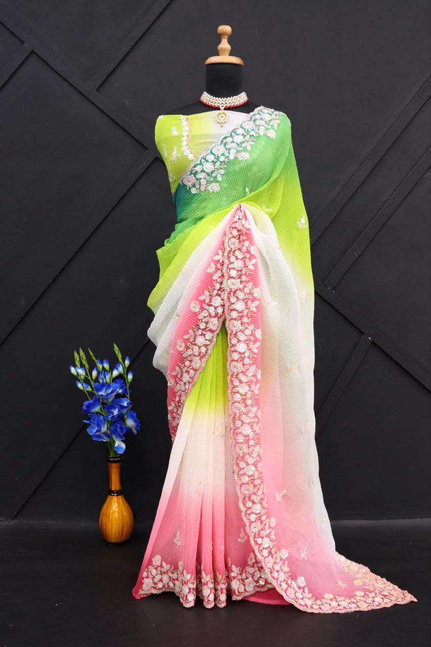 Fantastic Multi Color Georgette Saree