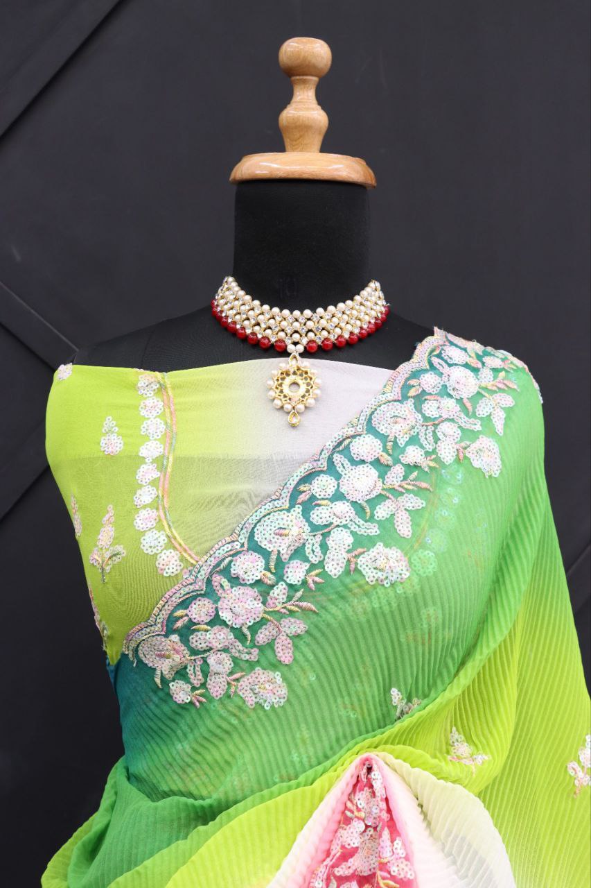 Fantastic Multi Color Georgette Saree