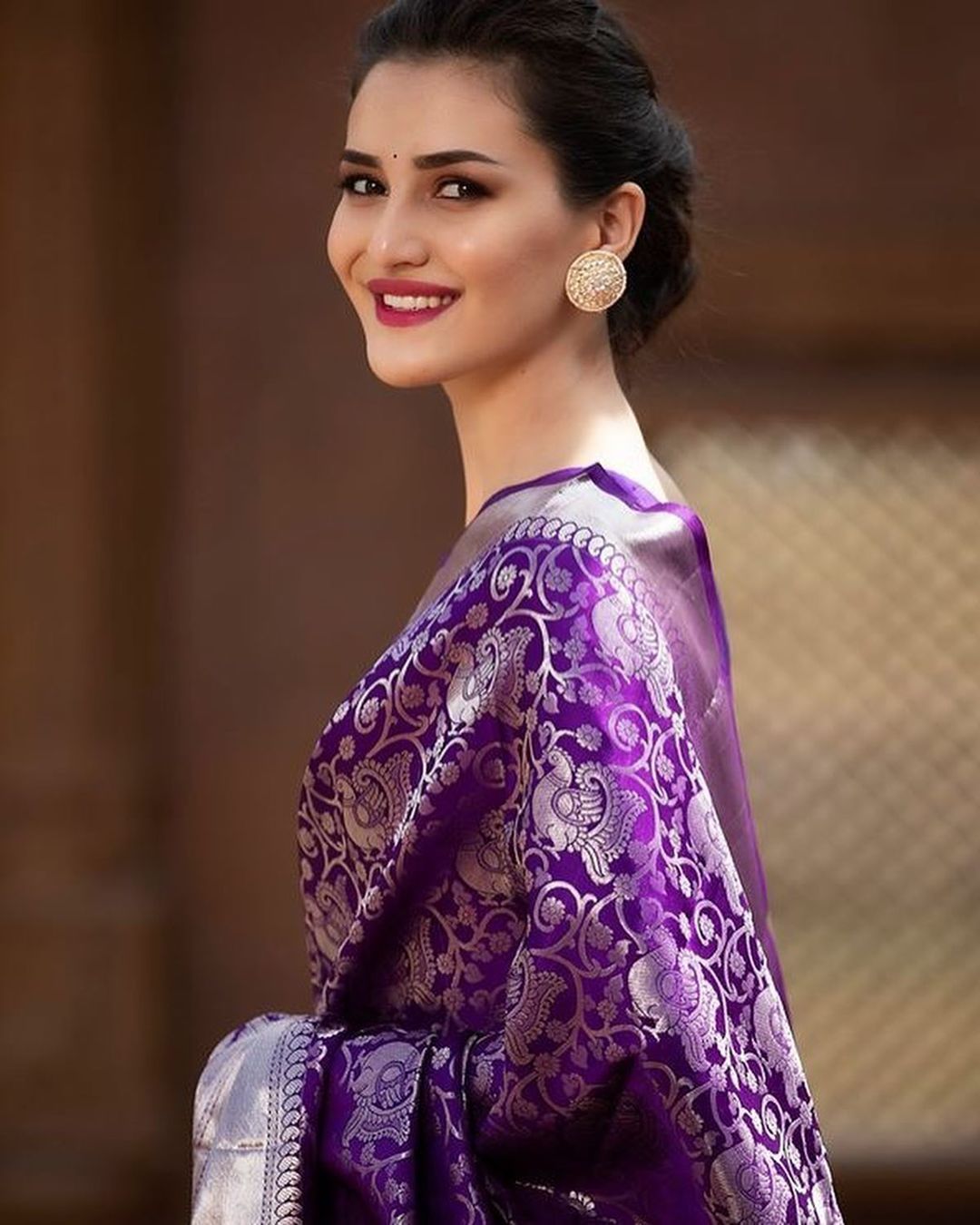 Glorious Jaquard Purple Color Silk Saree