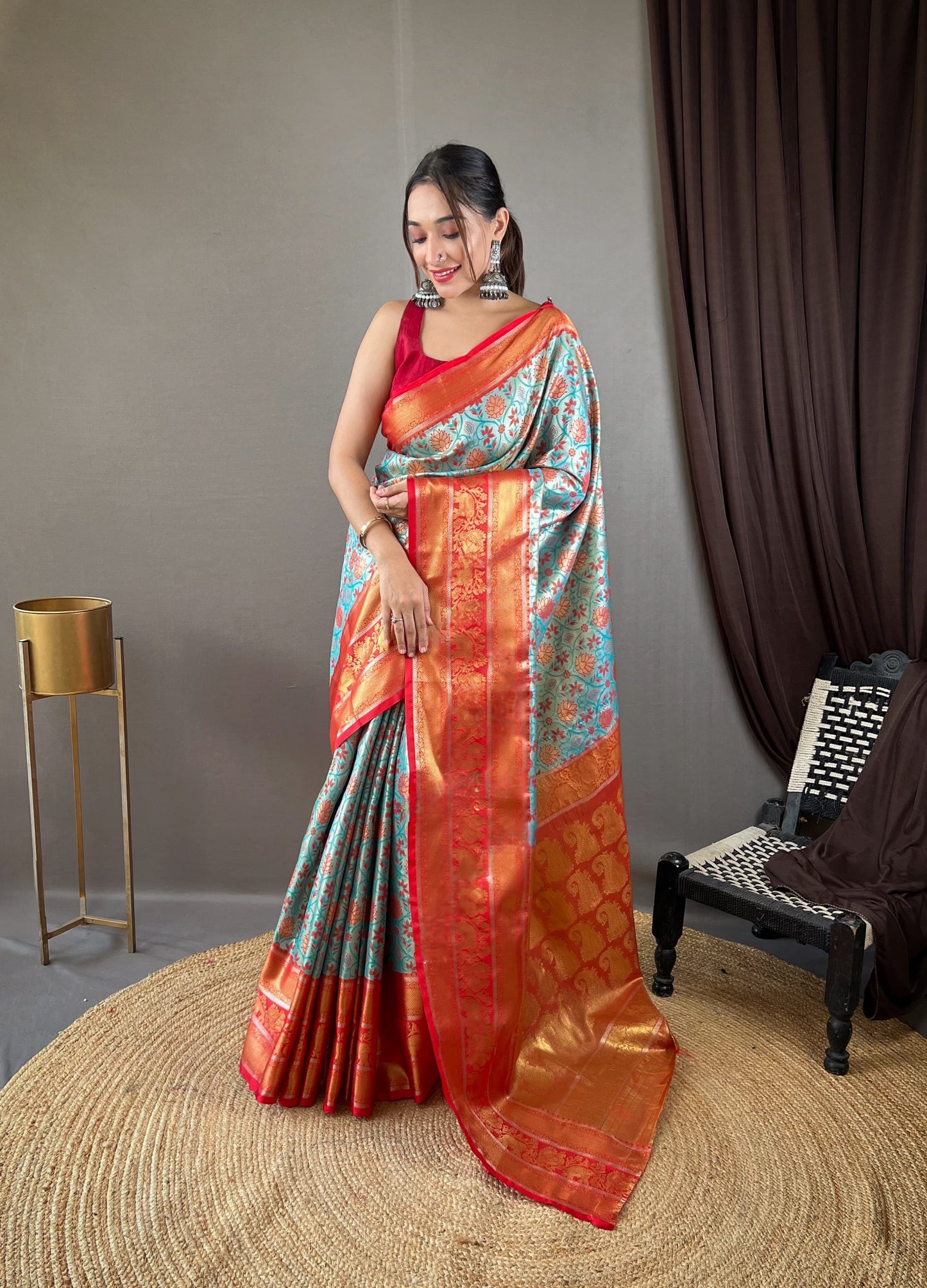 Classic kanjivaram Silk Sky Blue Color Saree